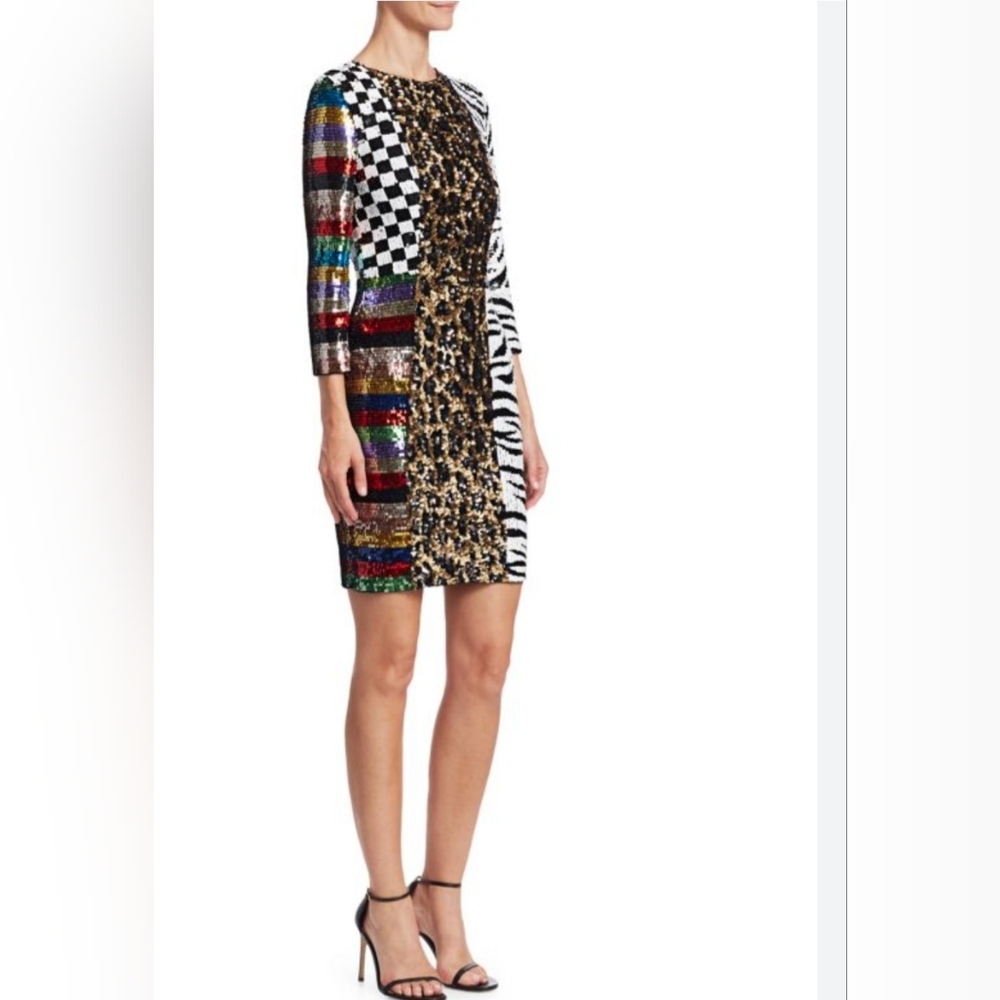Alice + Olivia Multicolor Patchwork Mini Dress - image 7